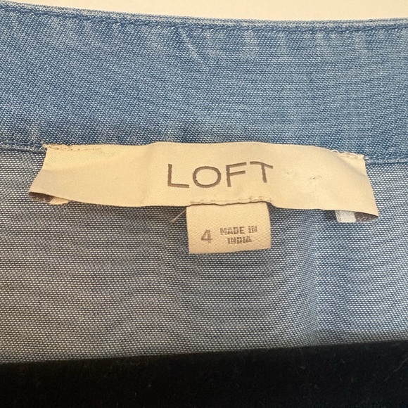 LOFT short Sleeve Wrap Midi Denim Dress Women’s 4 Denim Blue - Picture 6 of 11